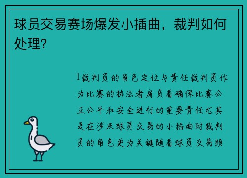 球员交易赛场爆发小插曲，裁判如何处理？